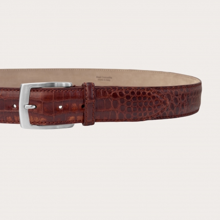 Cognac crocodile leather belt