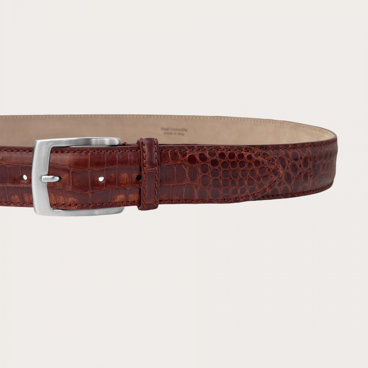 Ceinture en cuir de crocodile cognac