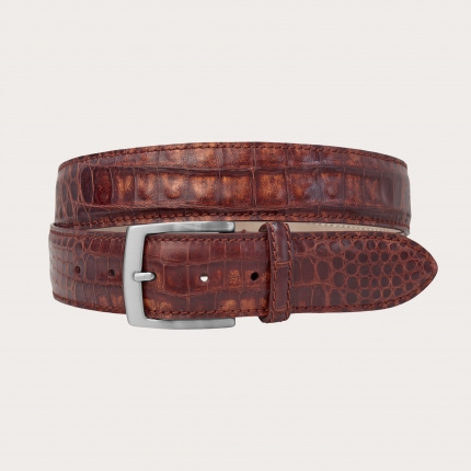 Ceinture en cuir de crocodile cognac