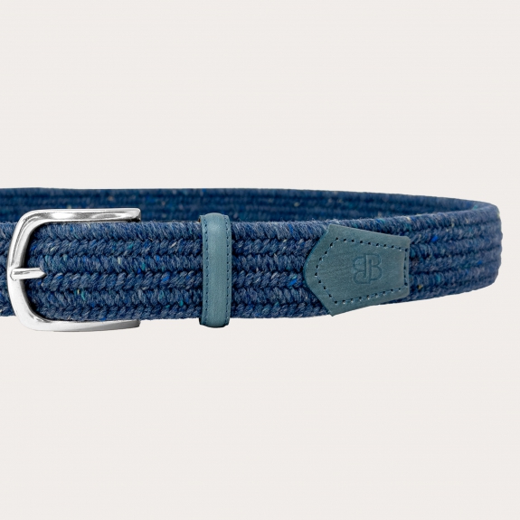 Ceinture longue en laine tressée bleu jean