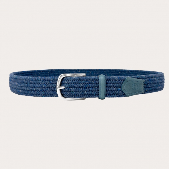 Ceinture longue en laine tressée bleu jean