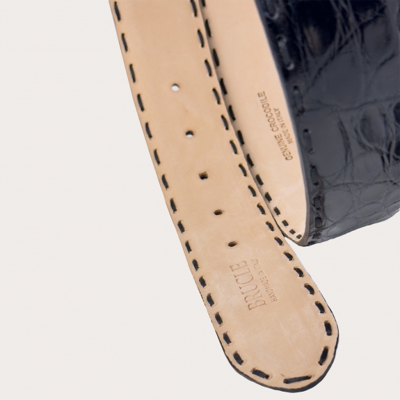 High Black Belt in Genuine Crocodile Leather