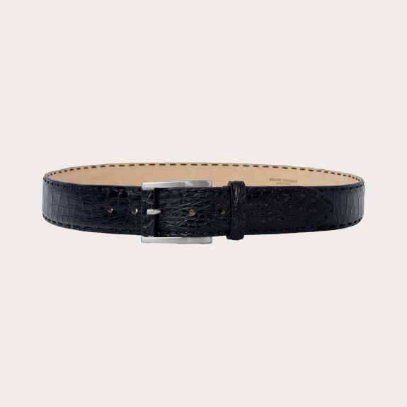 High Black Belt in Genuine Crocodile Leather