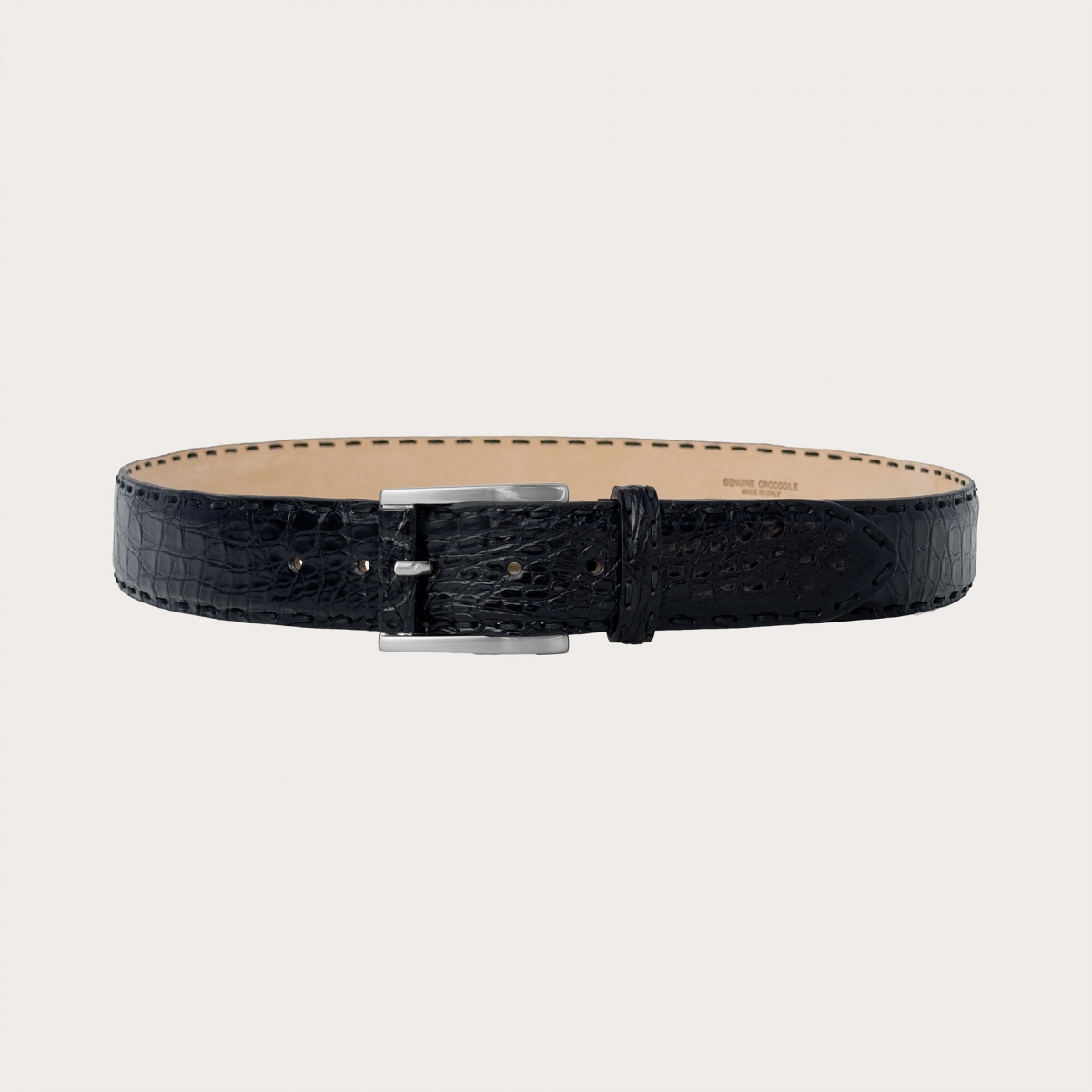 High Black Belt in Genuine Crocodile Leather