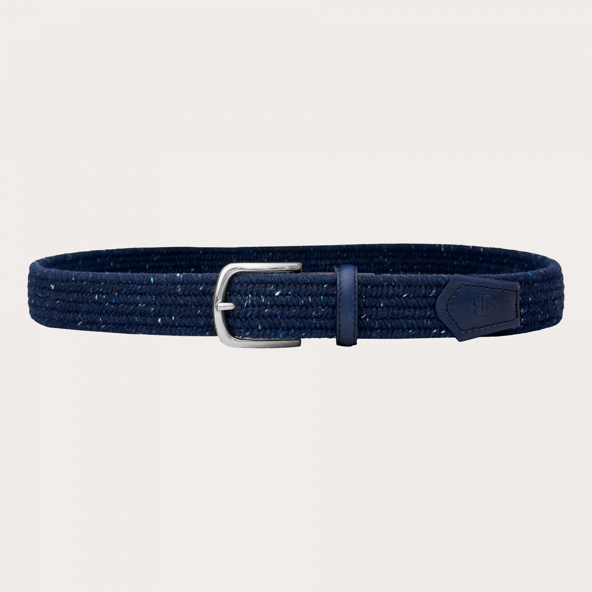 Extra long woven elastic blue wool belt