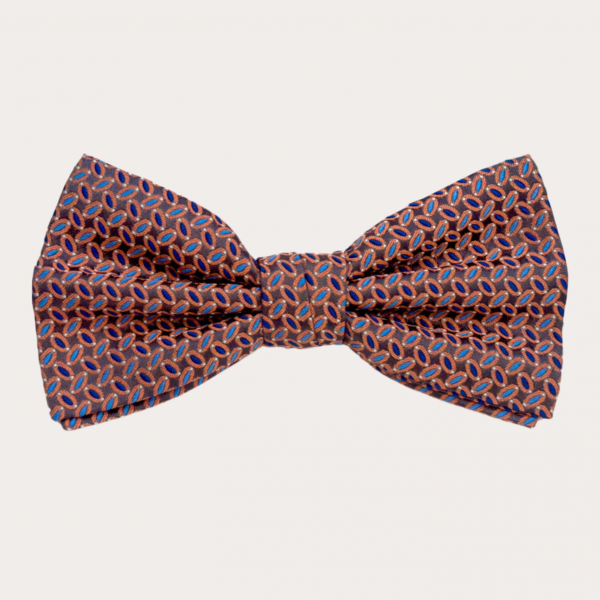 Coordinated set of braces and bow tie with multicolored micro pattern