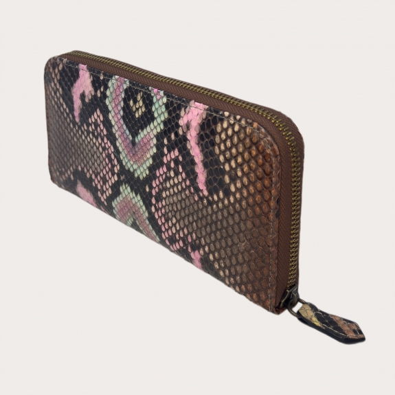 Women's brown and pink python wallet