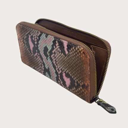 Women's brown and pink python wallet