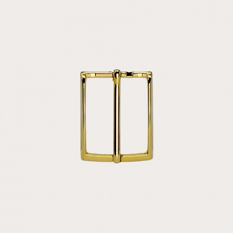 Polished gold square buckle for belts with 35 mm height