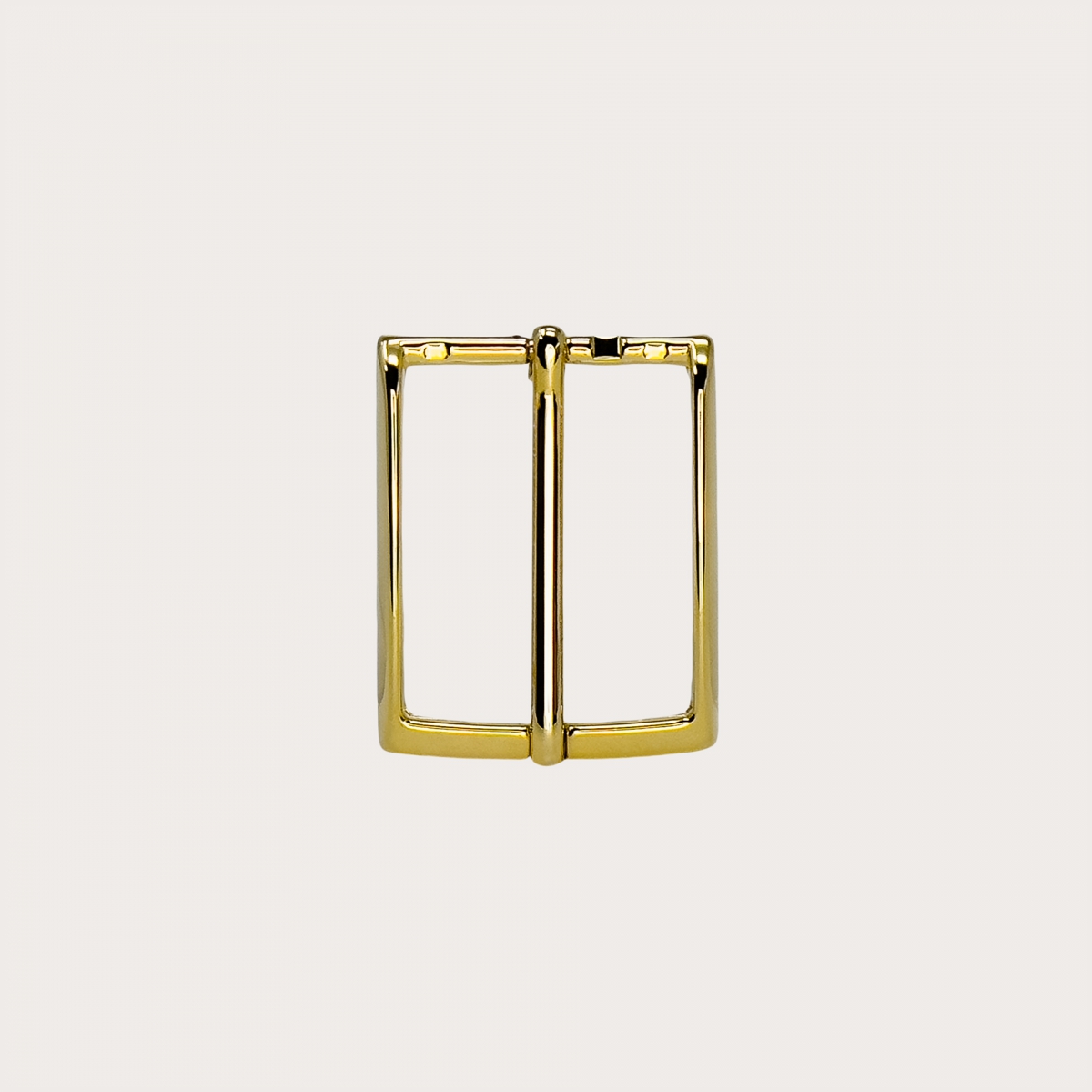 Polished gold square buckle for belts with 35 mm height