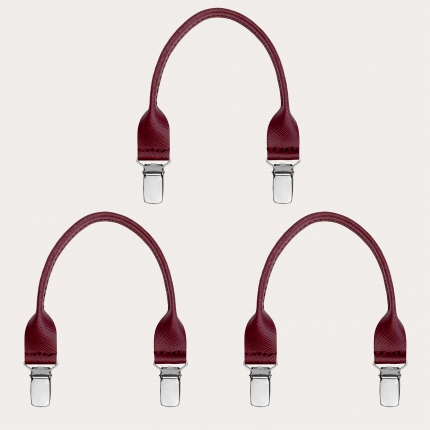 Burgundy saffiano leather clip-on ends set