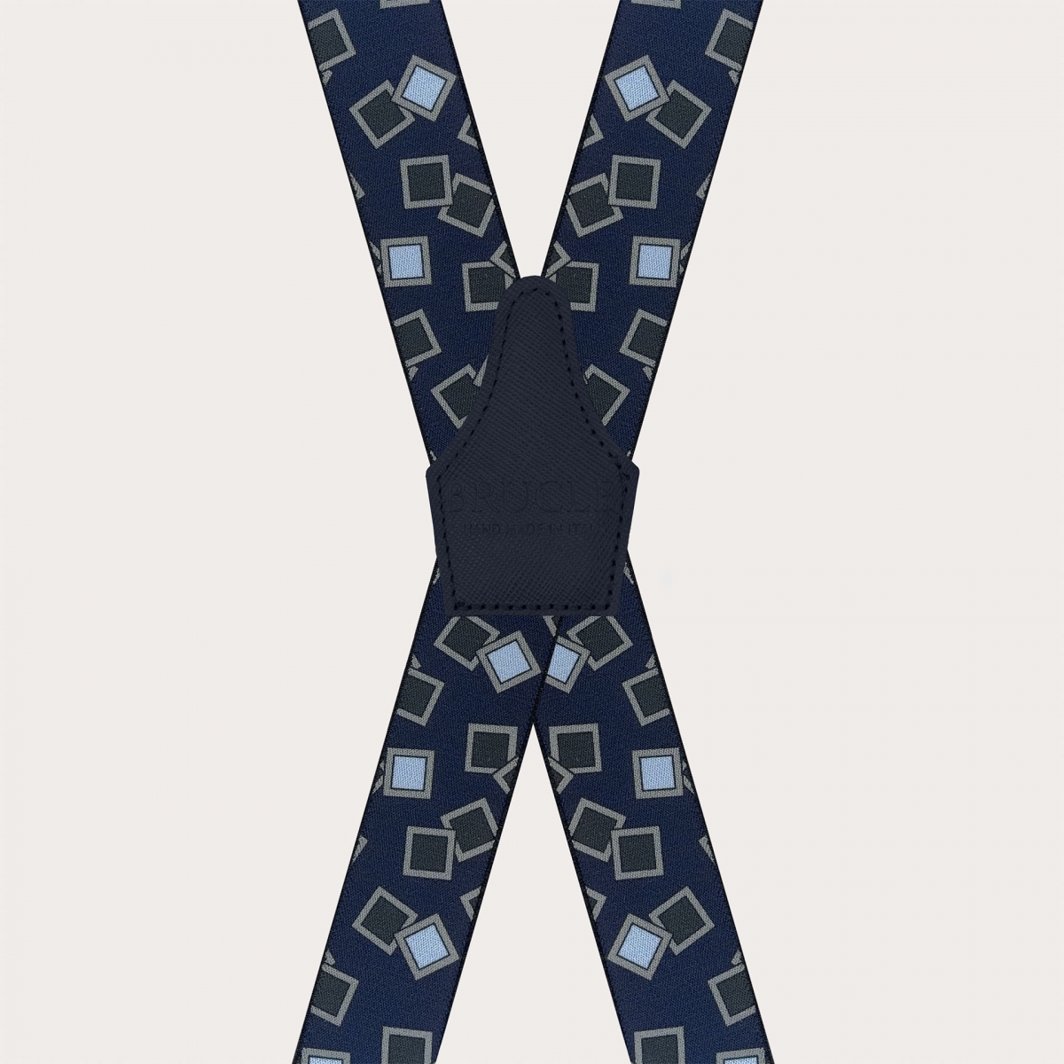 X-shaped suspenders with blue and light blue pattern and 4 clips