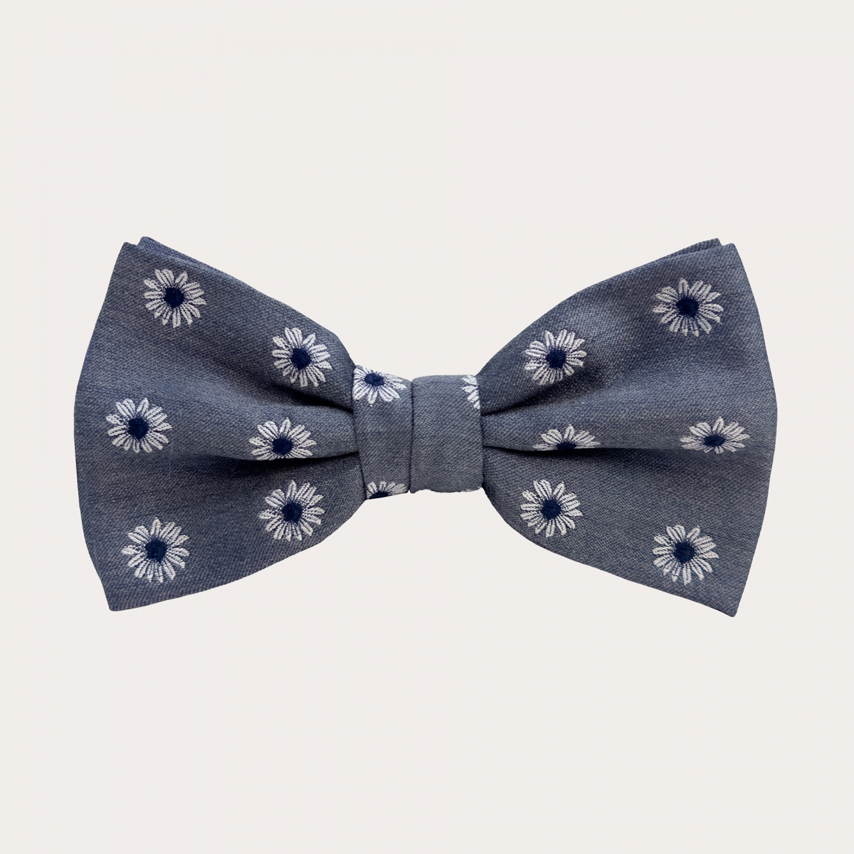 Matching suspenders and bow tie in grey floral silk