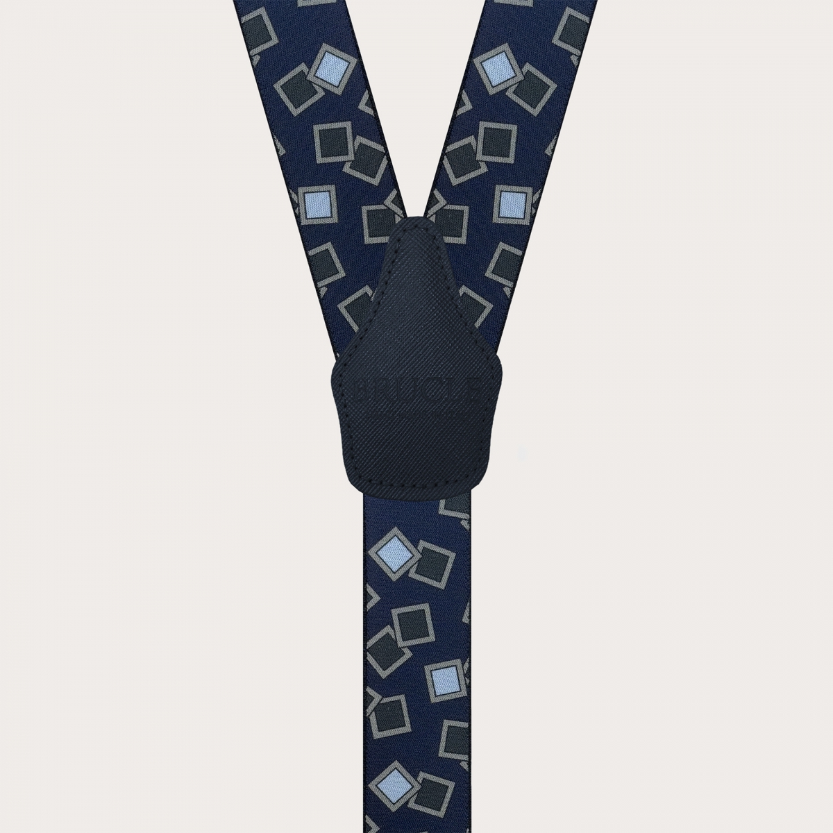 Suspenders with clips or buttons, blue and light blue pattern