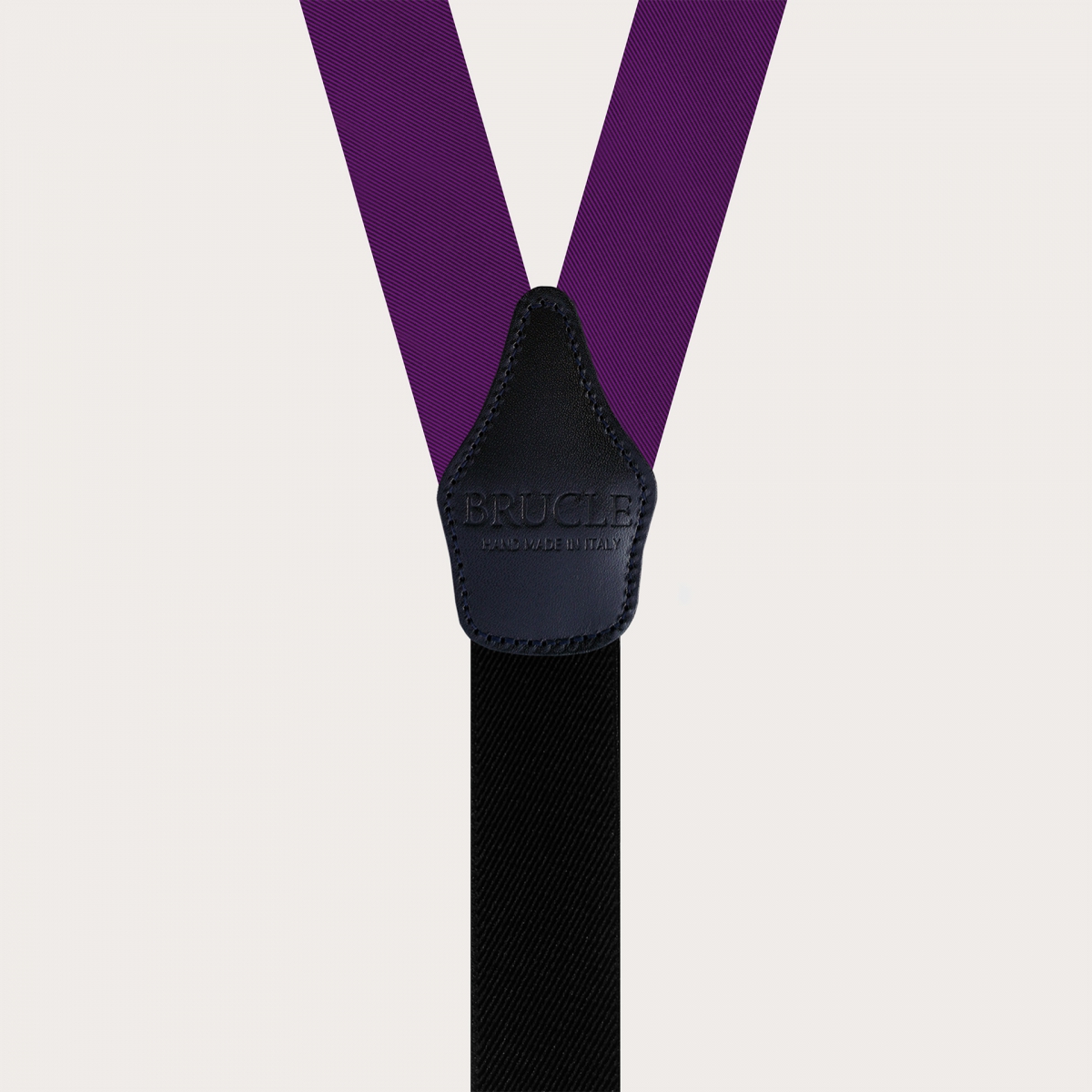 Violet silk suspenders with buttonholes for buttons