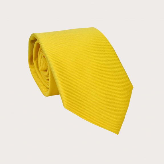 Elegante conjunto de tirantes y corbata en seda, amarillo