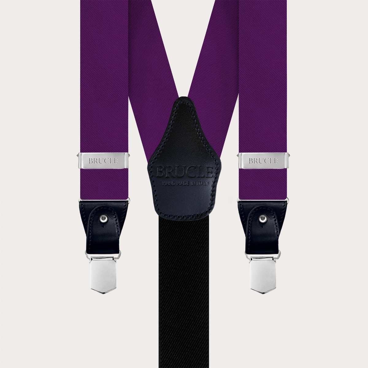 Formal Y-shape suspenders in tubular silk, purple