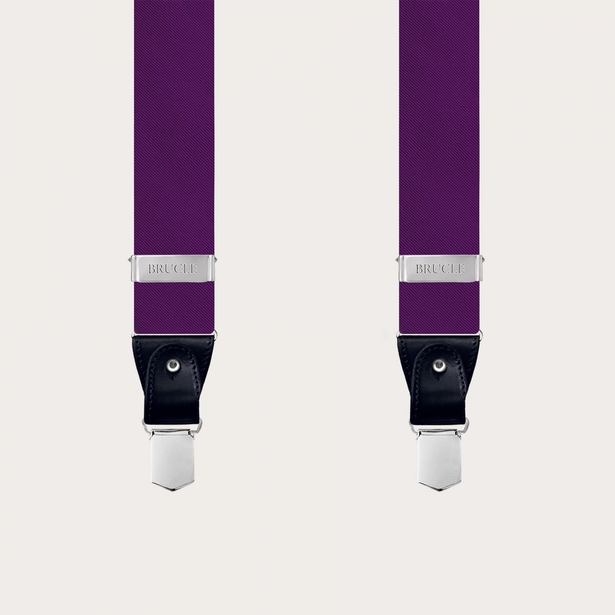 Formal Y-shape suspenders in tubular silk, purple