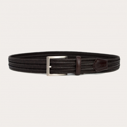 Ceinture extra longue en cuir tressé marron foncé