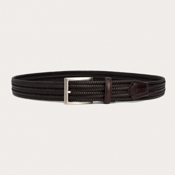 Extra long dark brown braided leather belt