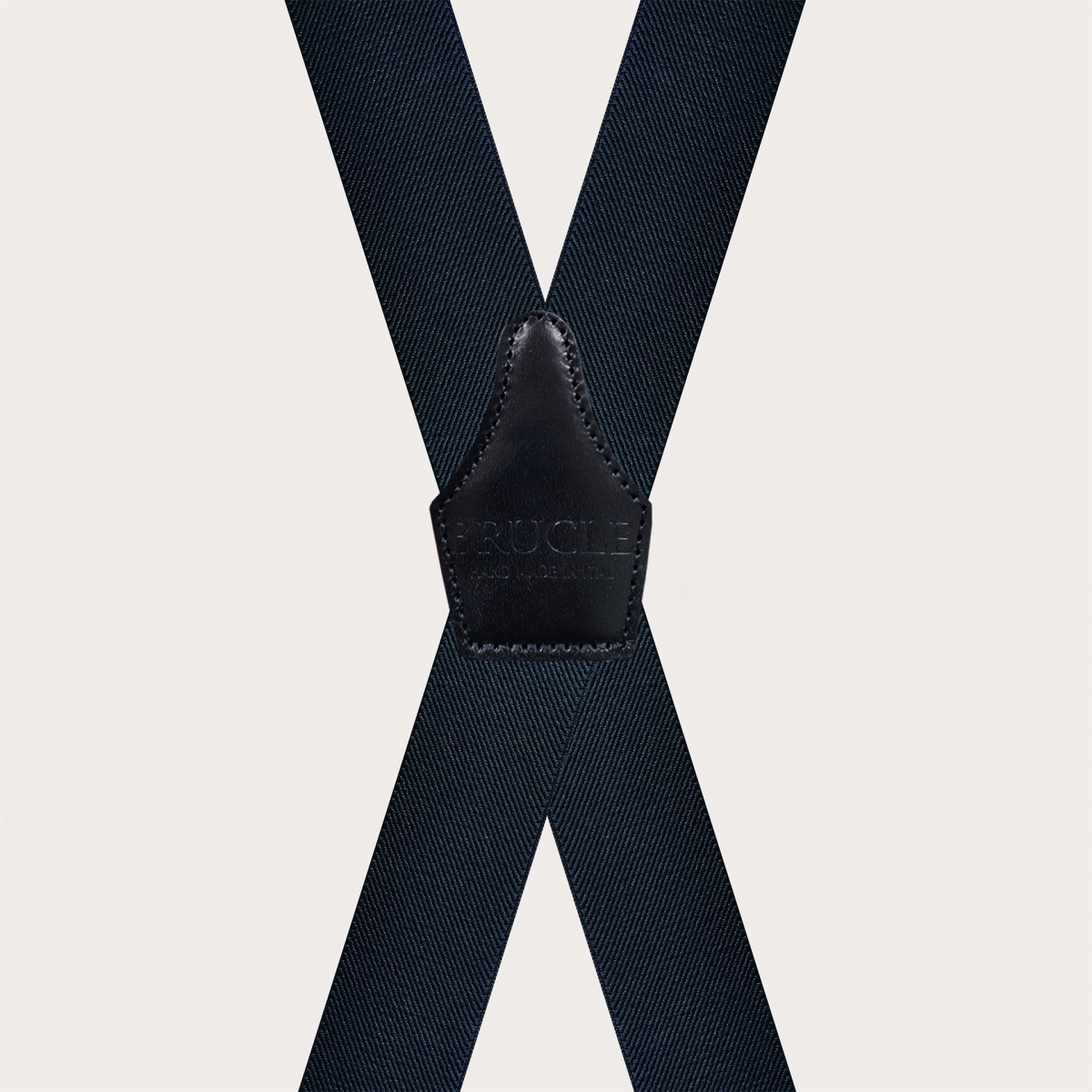 Navy blue X-back suspenders, dual-use, with gold metal parts