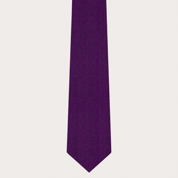 Coordinated suspenders and tie in violet jacquard silk