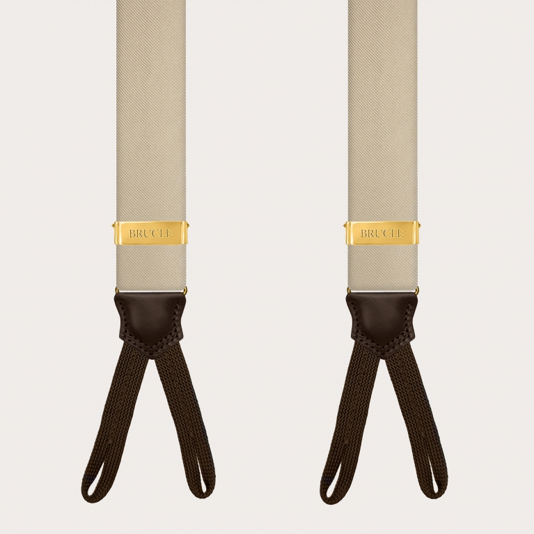 Gold silk suspenders with buttonholes