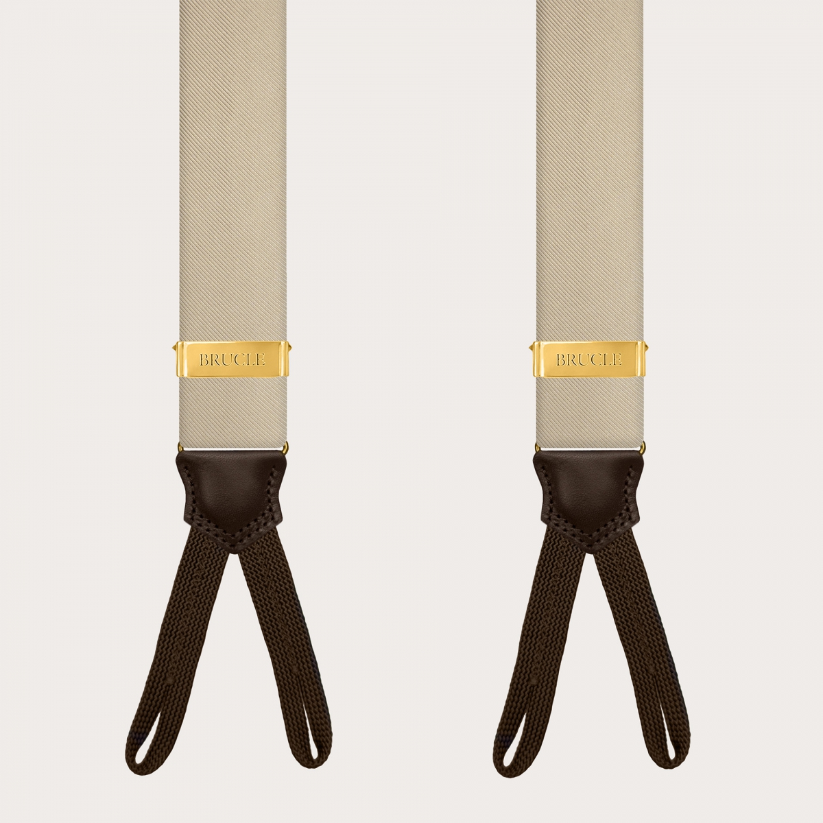 Gold silk suspenders with buttonholes