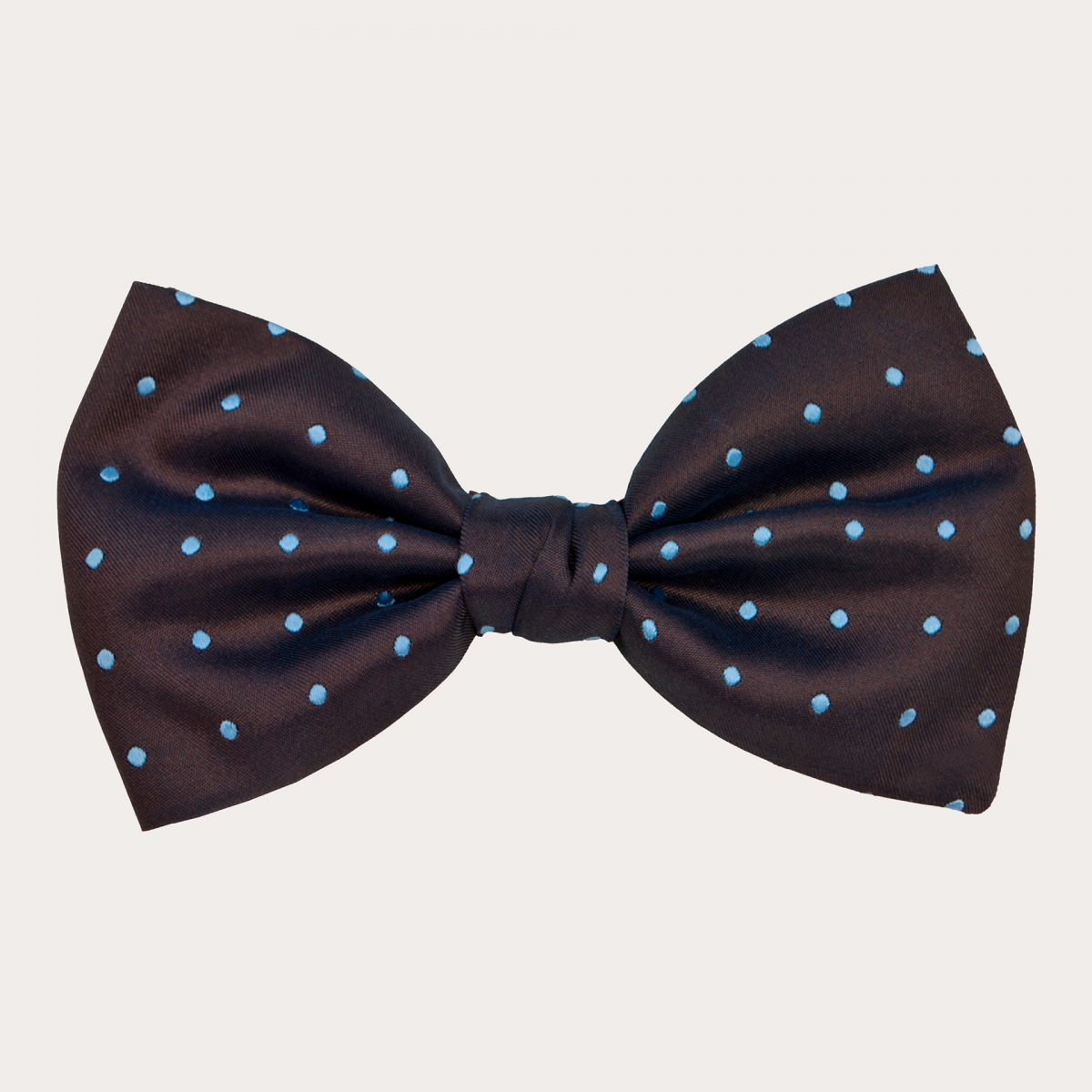 Narrow buttonhole suspenders and polka dot brown silk bow tie set