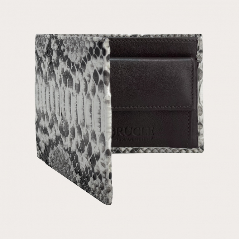 Genuine python bifold wallet with coin purse, rock