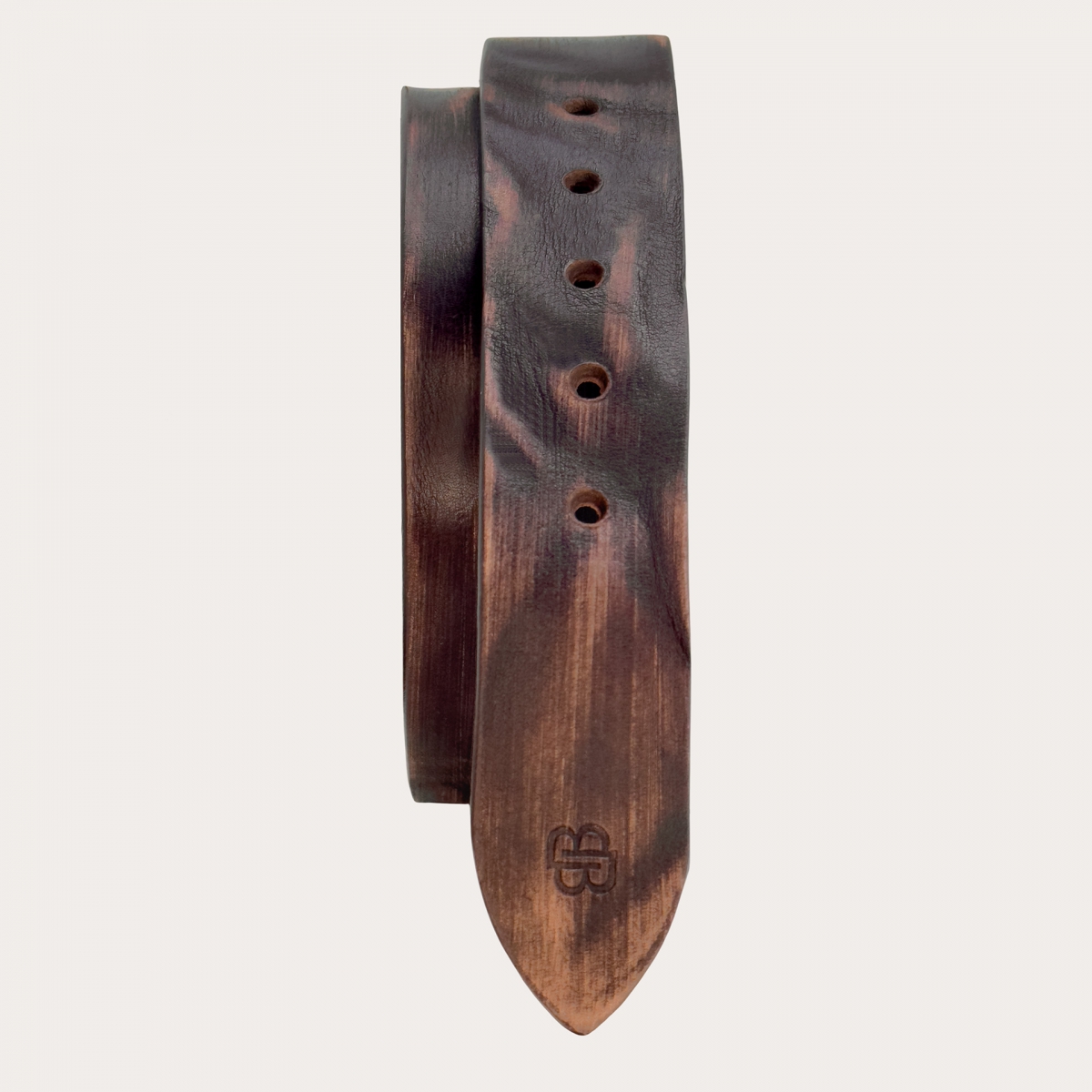 Casual belt in dark brown leather with a distressed effect