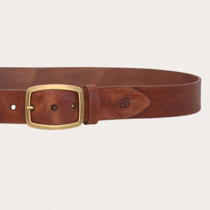 Casual leather belt with a distressed effect