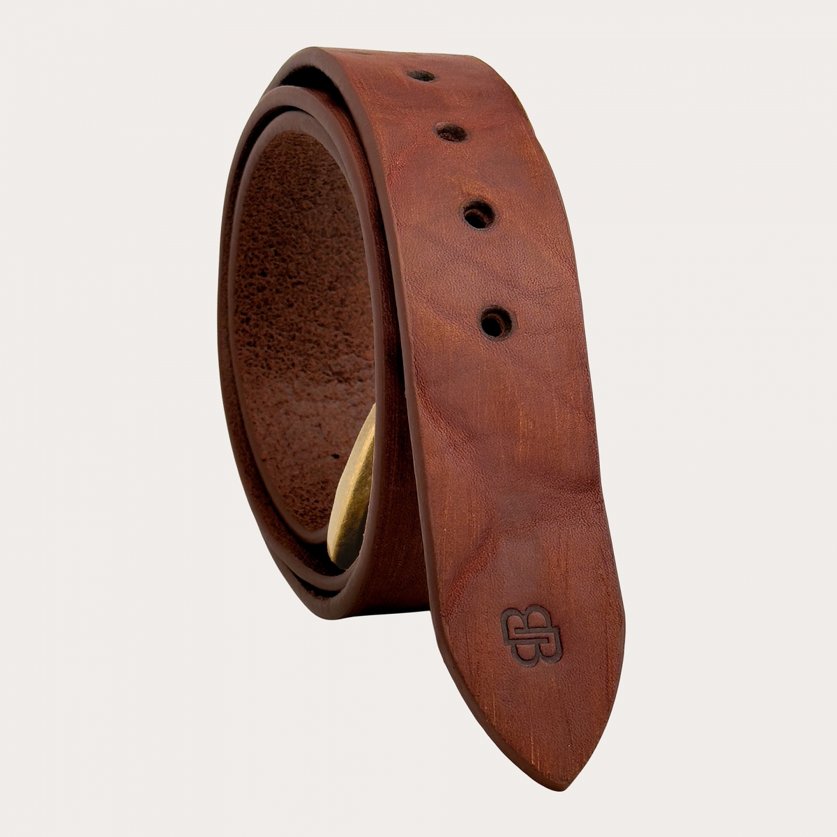 Casual leather belt with a distressed effect