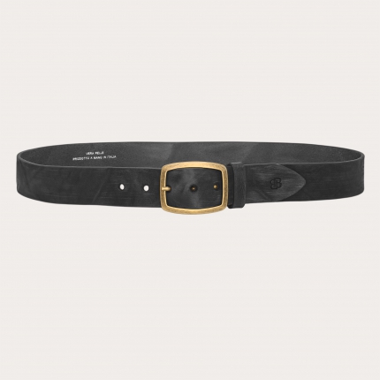 Ceinture noire en cuir avec effet vieilli