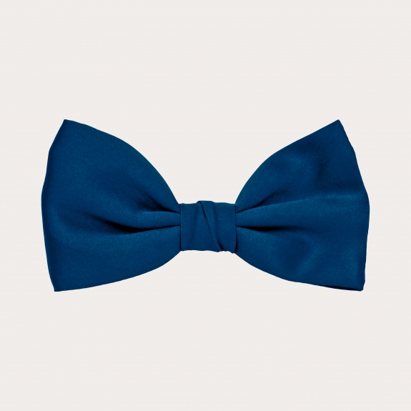 Coordinated suspenders and bow tie in ultramarine blue silk satin