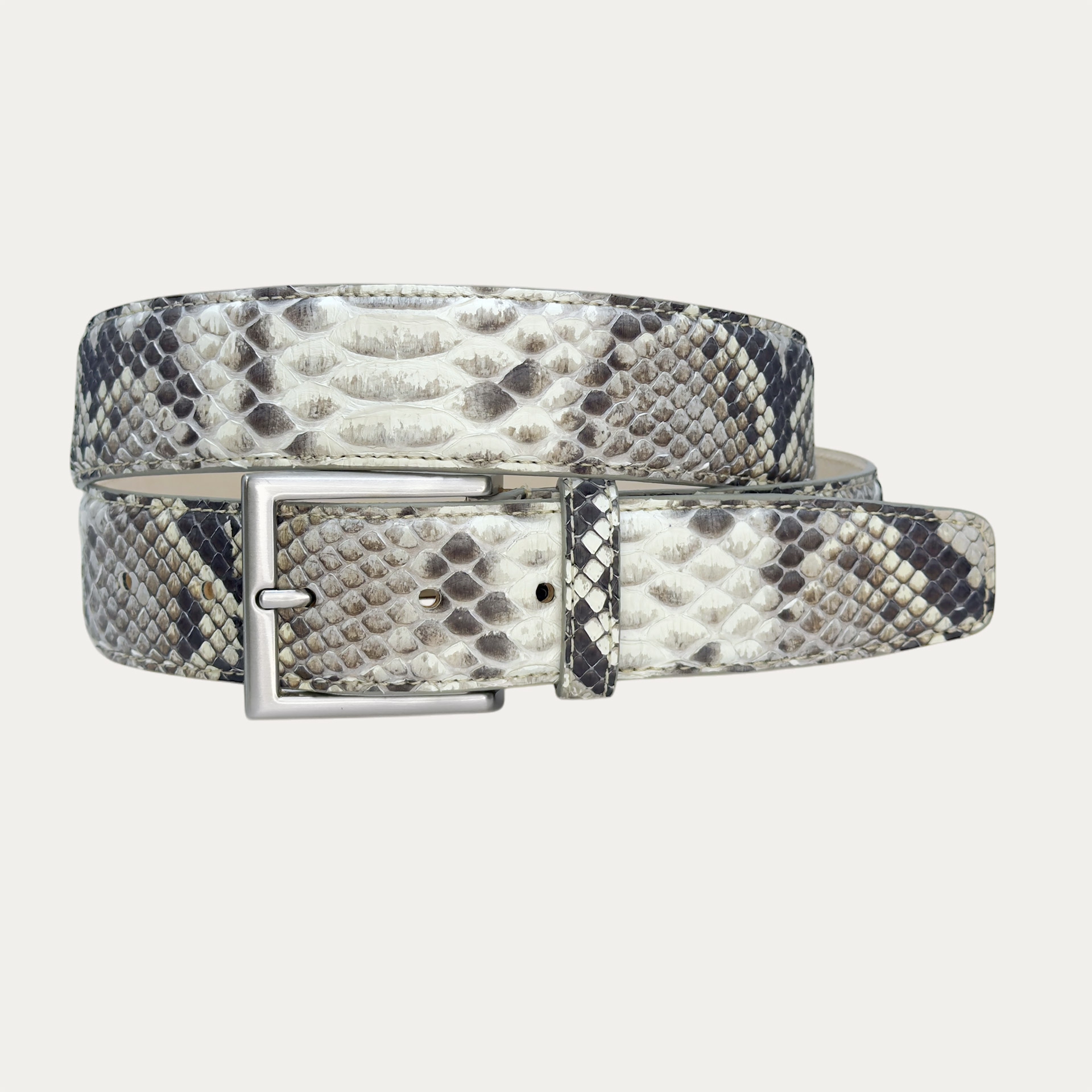 Ceinture haute en python couleur roche en véritable python