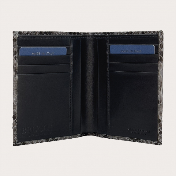 Vertical wallet in dusty blue python