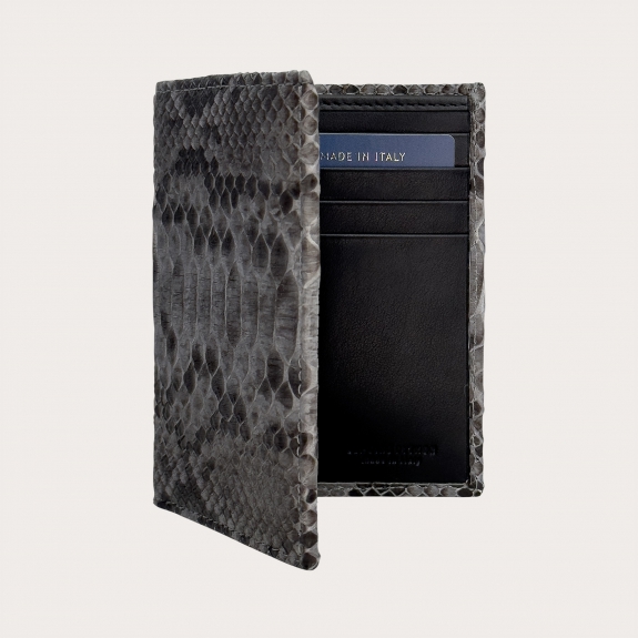 Vertical wallet in dusty blue python