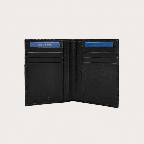 Vertical wallet in black python leather