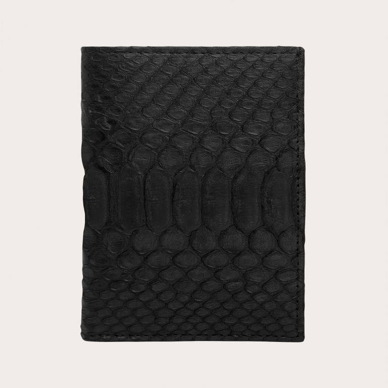 Portefeuille vertical en cuir de python noir