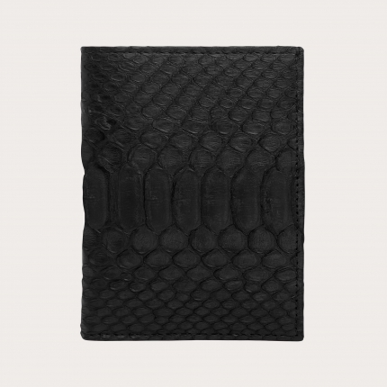 Portefeuille vertical en cuir de python noir