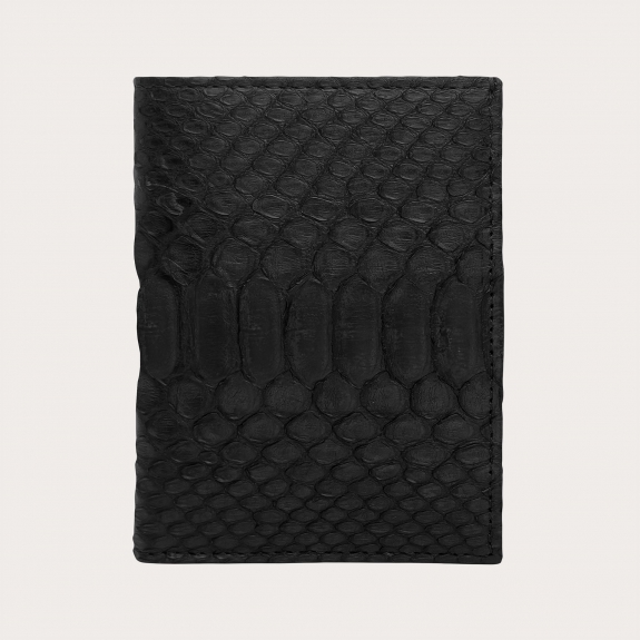 Portefeuille vertical en cuir de python noir