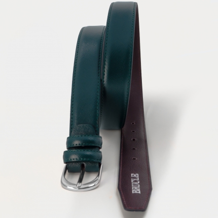 Ceinture en cuir saffiano vert forêt