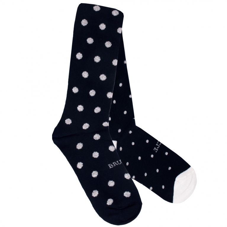 Chaussettes dépareillées à pois bleu