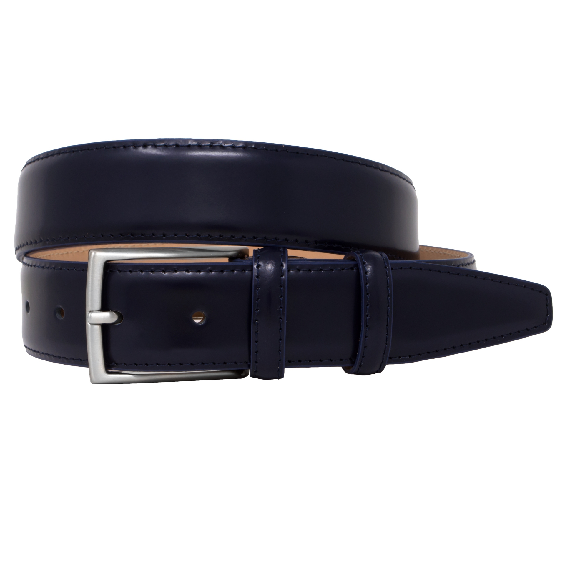 Classic men's leather belt blue polished - BRUCLE