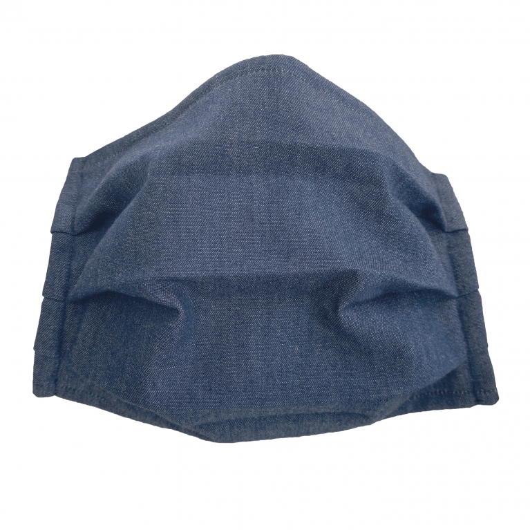 Masque enfant en tissu filtrant en coton bleue clair jeans