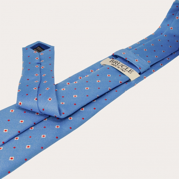 BRUCLE silk necktie in light blue with floral pattern