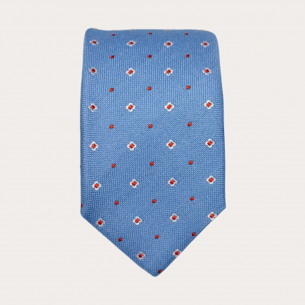 Silk necktie, light blue with flowers