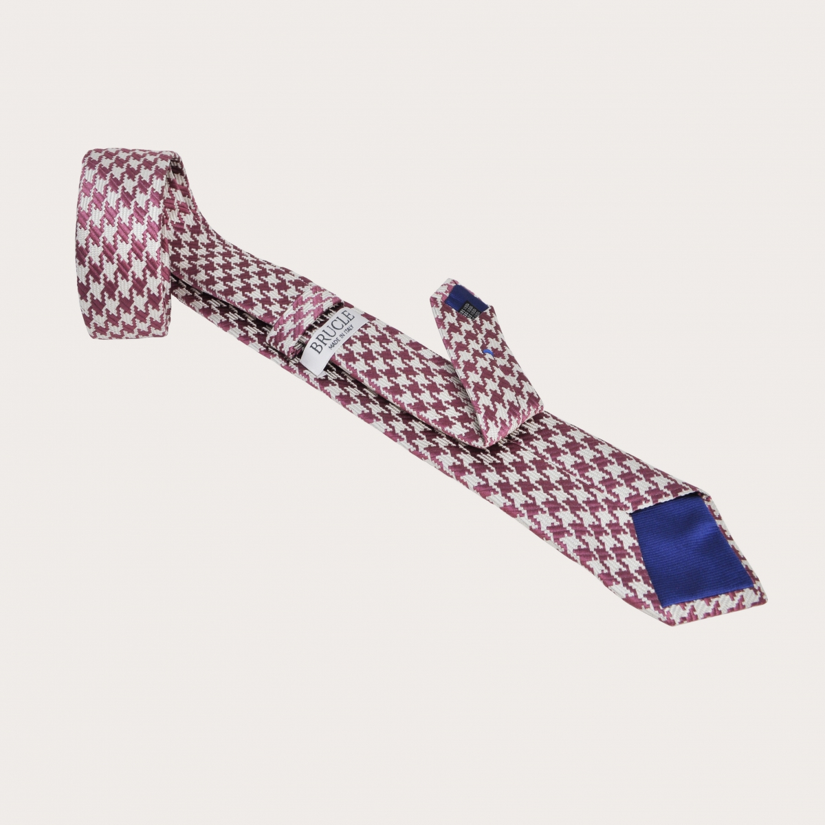 Brucle silk tie pink pied de poule