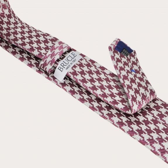 Brucle silk tie pink pied de poule